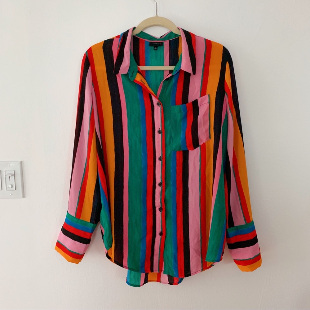 Who What Wear Multi Colored Button Up